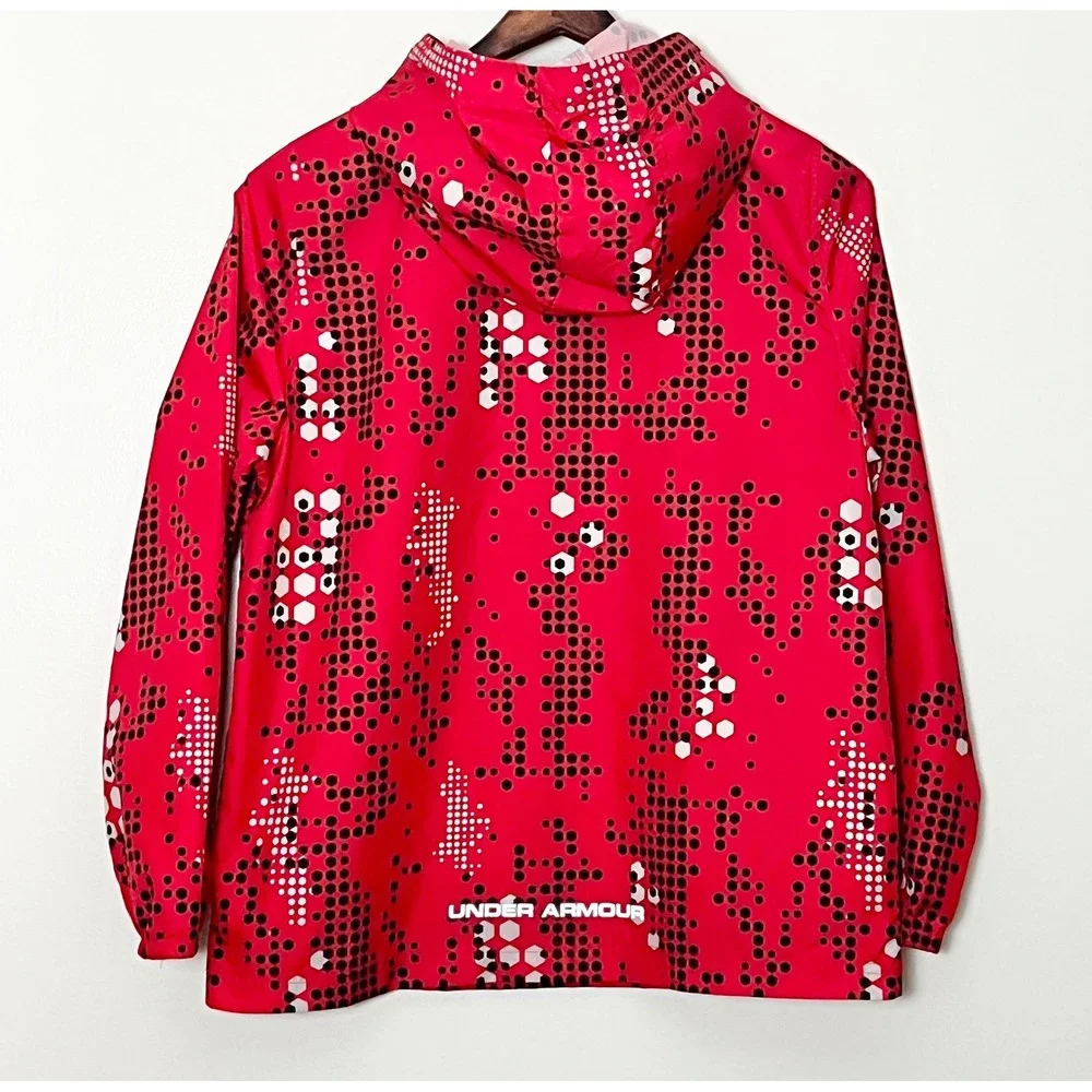 Under Armour Storm Rain Jacket Youth Large Red Digital Camo 1/4 Zip Windbreaker